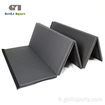 Tapis de gymnastique noir pliable en mousse épaisse